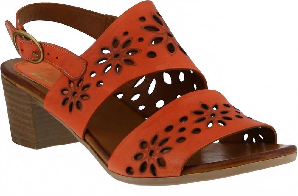 NEW SPRING FOOTWEAR women's leather metal buckle sandals in coral